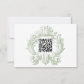 Elegant Sage Green Toile French Manor Wedding QR 出欠カード (裏面)