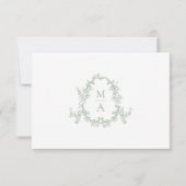 Elegant Sage Green Victorian Floral Wedding 出欠カード (裏面)