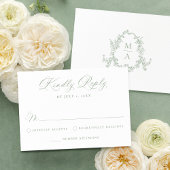 Elegant Sage Green Victorian Floral Wedding 出欠カード