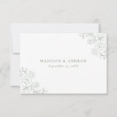 Elegant Sage Green Victorian Floral Wedding 出欠カード (裏面)