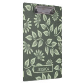 Elegant Sage Green Vintage Floral Personalised クリップボード (右)