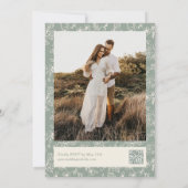 Elegant Sage Green Vintage Photo Wedding 招待状 (裏面)