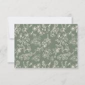 Elegant Sage Green Vintage QR Code Wedding 出欠カード (裏面)