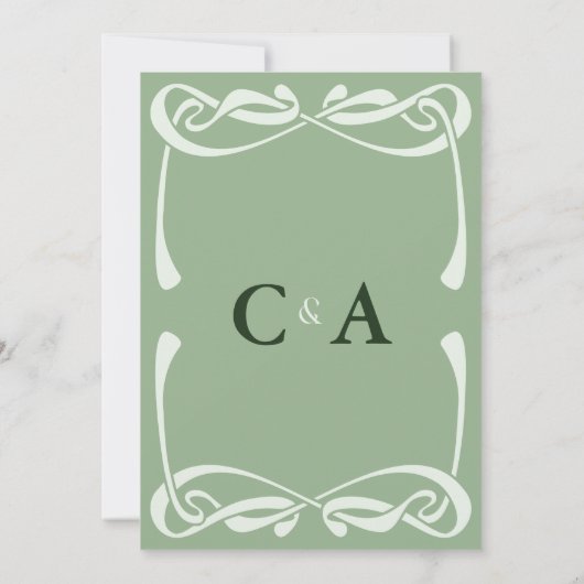 Elegant Sage Green Vintage Ribbon 招待状 (裏面)