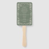 Elegant Sage Green Vintage Wedding Program ハンドファン (裏面)