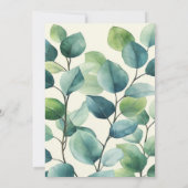 Elegant Sage Green Watercolor Eucalyptus Leaves 招待状 (裏面)