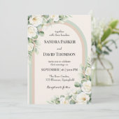 Elegant Sage Green Watercolor Floral Arch Wedding  招待状 (スタンド正面)
