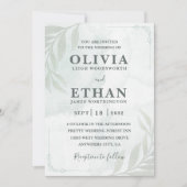 Elegant Sage Green Watercolor Foliage Wedding  招待状 (正面)