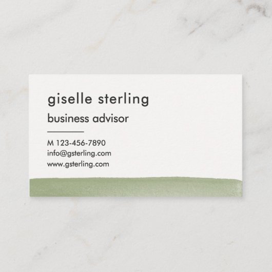 Elegant Sage Green Watercolor Modern Professional 名刺 (裏面)