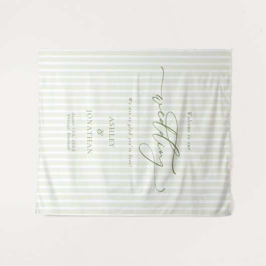 Elegant Sage Green Wedding Backdrop Tapestry タペストリー (正面(横))