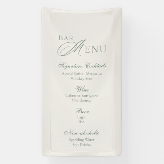 Elegant Sage Green Wedding Bar Menu Banner 横断幕 (縦)