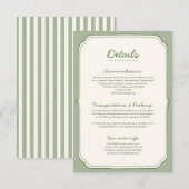 Elegant Sage Green Wedding Details Card  (正面/裏面)