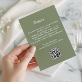 Elegant Sage Green Wedding Details Enclosure Card エンクロージャーカード