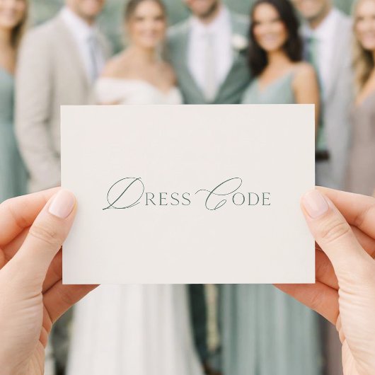 Elegant Sage Green Wedding Dress Code Card 招待状