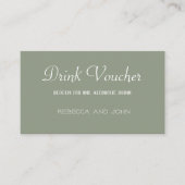 Elegant Sage Green Wedding Drink Voucher Card 名刺 (正面)