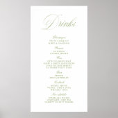 Elegant Sage Green Wedding Drinks Bar Menu Banner ポスター (正面)