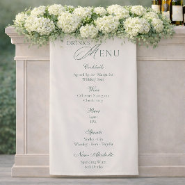 Elegant Sage Green Wedding Drinks Menu Sign  横断幕