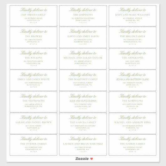 Elegant Sage Green Wedding Guest Address Labels シール (シート)
