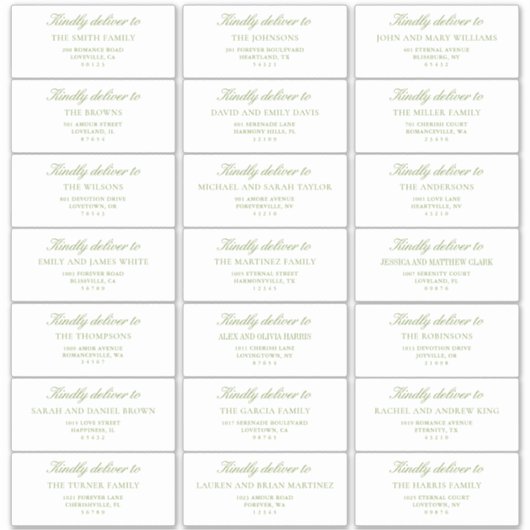 Elegant Sage Green Wedding Guest Address Labels シール (正面)