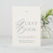 Elegant Sage Green Wedding Guest Book Sign 招待状 (スタンド正面)