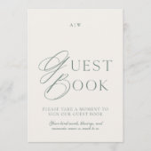 Elegant Sage Green Wedding Guest Book Sign 招待状 (正面)