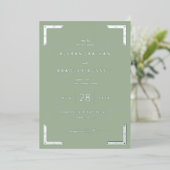 Elegant Sage Green Wedding Invitation 箔招待状 (立ち正面)
