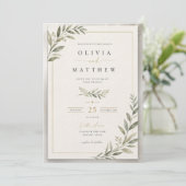 Elegant Sage Green Wedding Invitation | Minimalist 招待状 (スタンド正面)