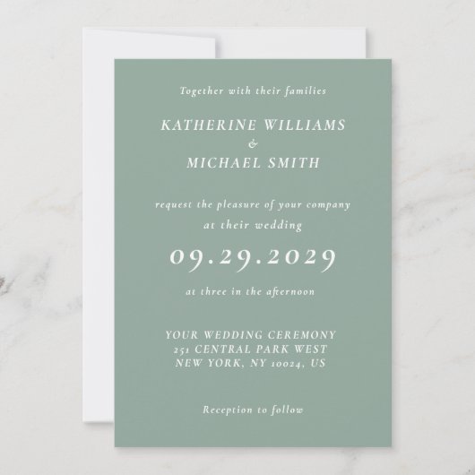 Elegant Sage Green Wedding Invitations 招待状 (正面)