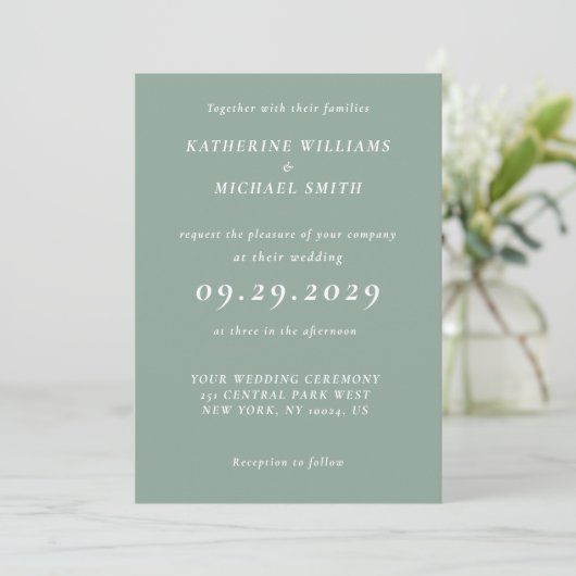 Elegant Sage Green Wedding Invitations 招待状 (スタンド正面)