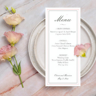 Elegant Sage Green Wedding Menu メニュー