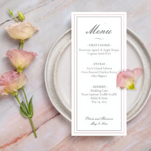 Elegant Sage Green Wedding Menu メニュー