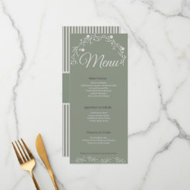 Elegant Sage Green Wedding Menu Card メニュー