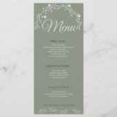 Elegant Sage Green Wedding Menu Card メニュー (正面)