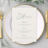 Elegant Sage Green Wedding Menu Card  招待状