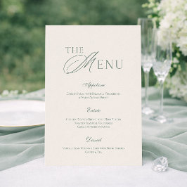 Elegant Sage Green Wedding Menu Card  招待状