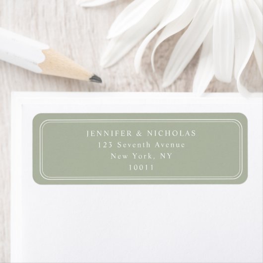 Elegant Sage Green Wedding Return Address ラベル (インサイチュ)
