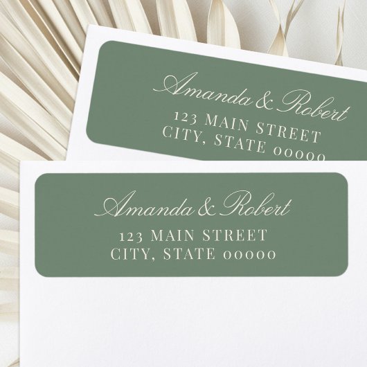 Elegant Sage Green Wedding Return Address ラベル
