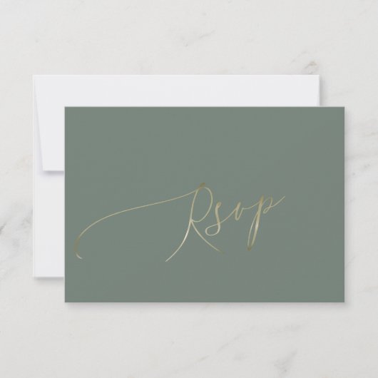 Elegant Sage Green Wedding RSVP (正面)
