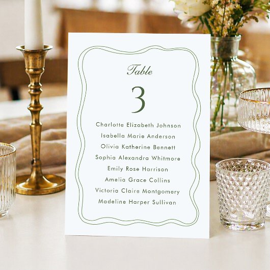 Elegant Sage Green Wedding Seating List 招待状