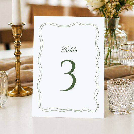 Elegant Sage Green Wedding Table Number 招待状