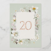 Elegant Sage Green Wedding Table Number– Real Foil 箔招待状 (正面)