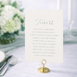 Elegant Sage Green Wedding Table Number Sign 1–19 サンキューカード
