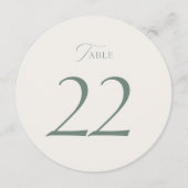 Elegant Sage Green Wedding Table Numbers 20–29 サンキューカード (正面)