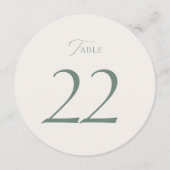 Elegant Sage Green Wedding Table Numbers 20–29 サンキューカード (裏面)