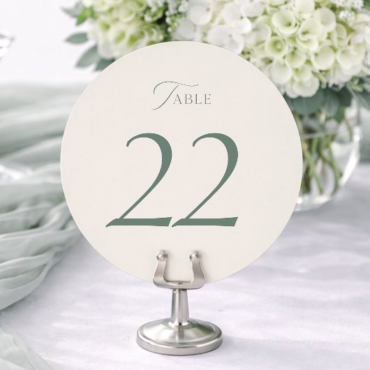 Elegant Sage Green Wedding Table Numbers 20–29 サンキューカード