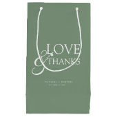 Elegant Sage Green Wedding Thank You スモールペーパーバッグ (正面)