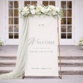 Elegant Sage Green Wedding Welcome Sign 横断幕