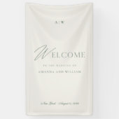 Elegant Sage Green Wedding Welcome Sign 横断幕 (縦)
