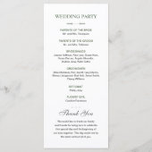 Elegant Sage Green White Rose Floral Wedding Progr プログラム (裏面)