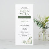 Elegant Sage Green White Rose Floral Wedding Progr プログラム (スタンド正面)